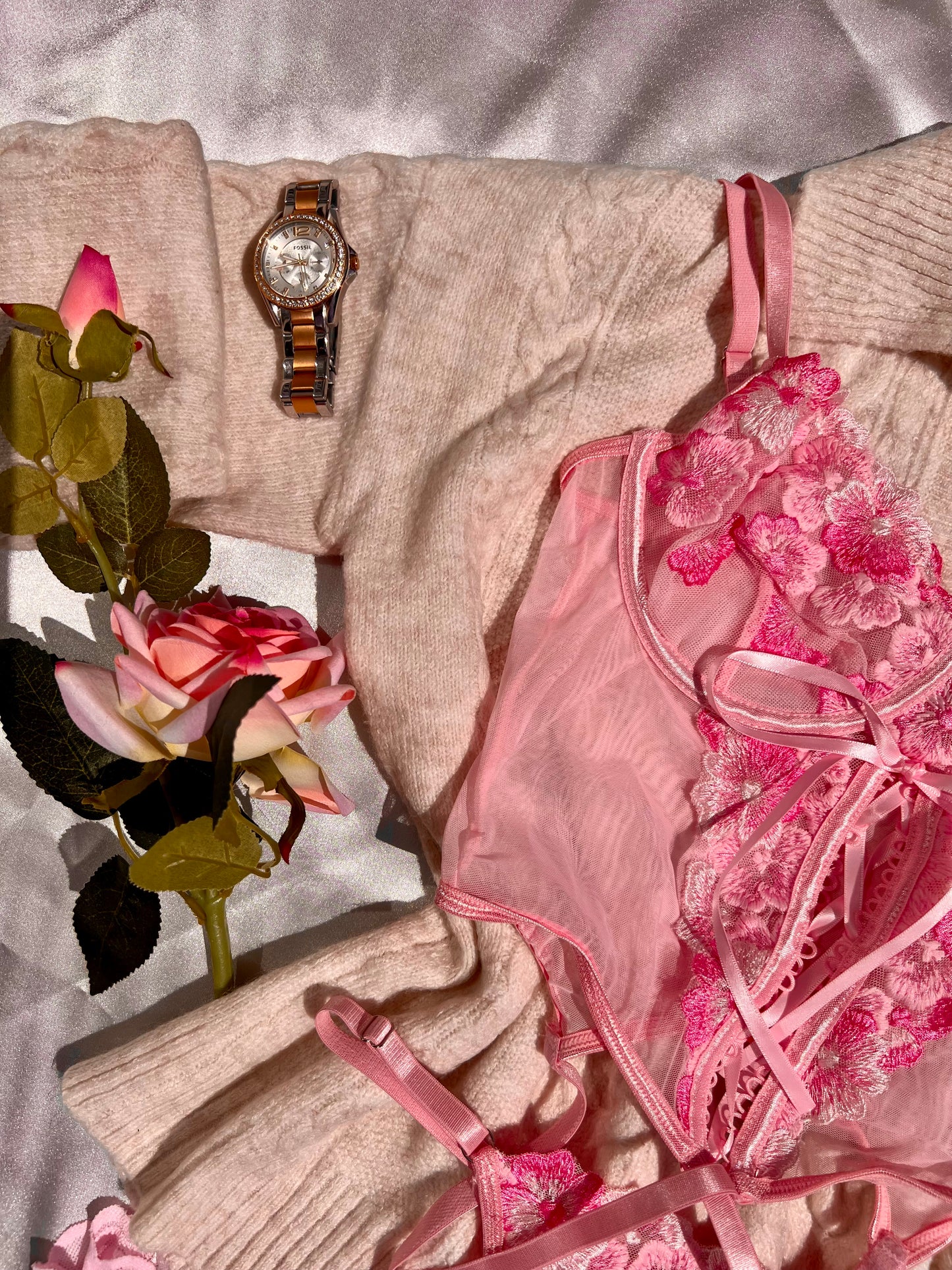 Sweetheart Floral Pink Lingerie Set