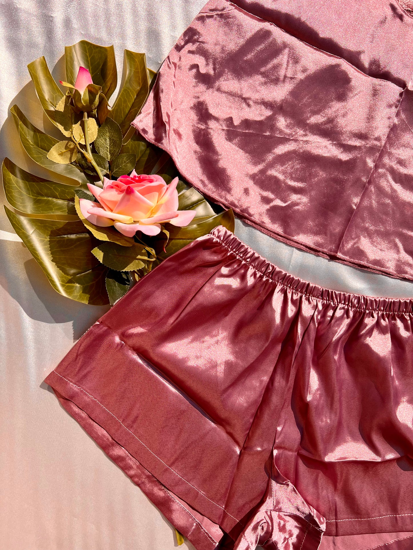 Sexy Satin Mauve Purple PJ Set