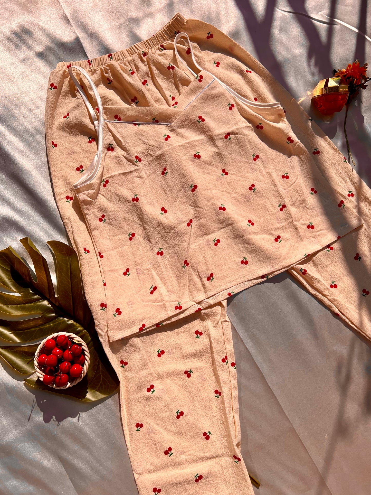 Comfy Cream and Red Cherry PJ Set