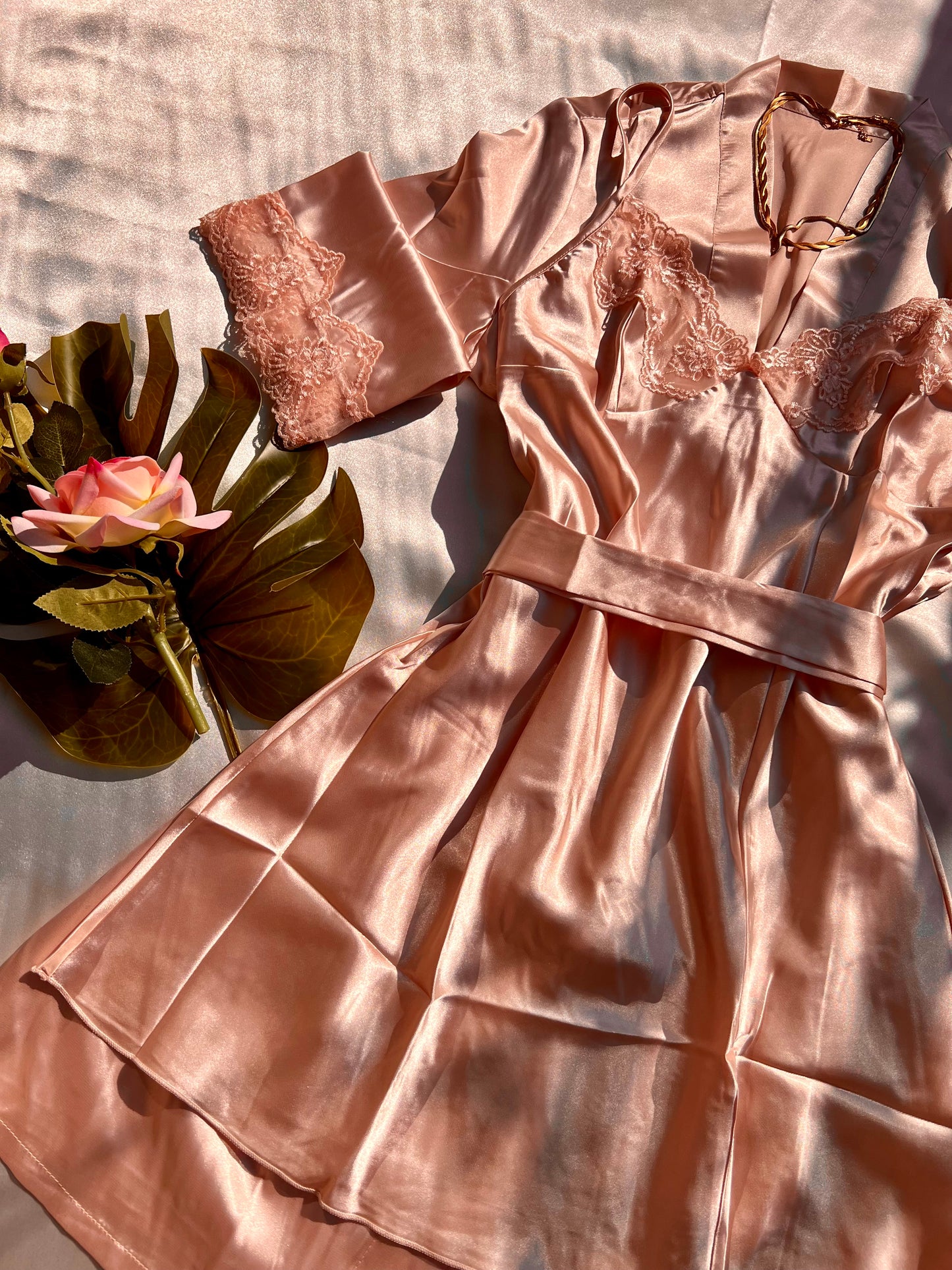 Sultry Satin Rose Gold PJ Set