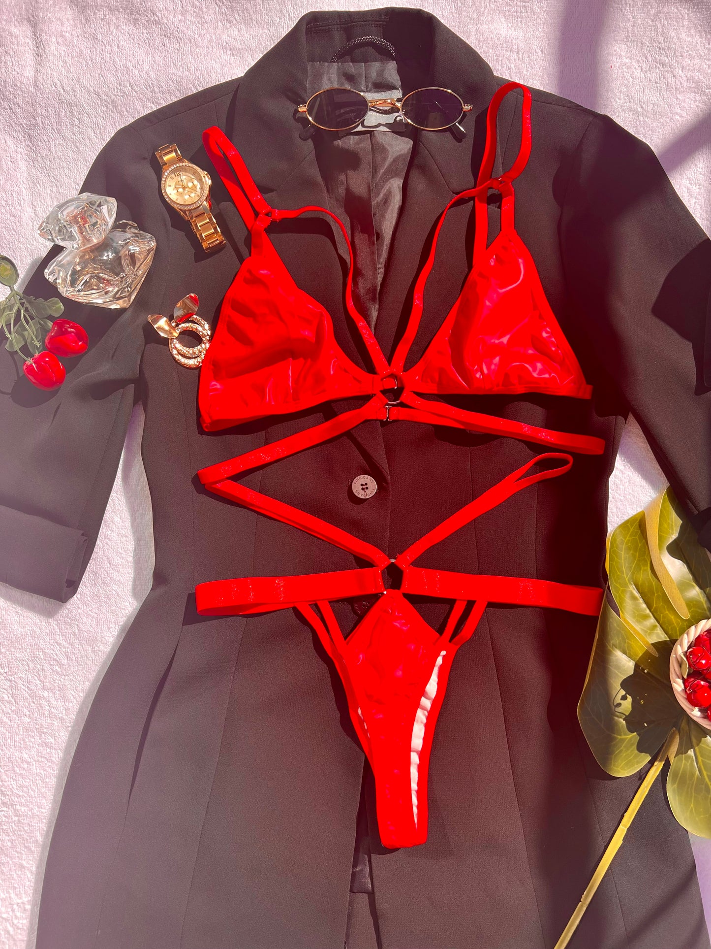 Erotic Pleather Red Lingerie