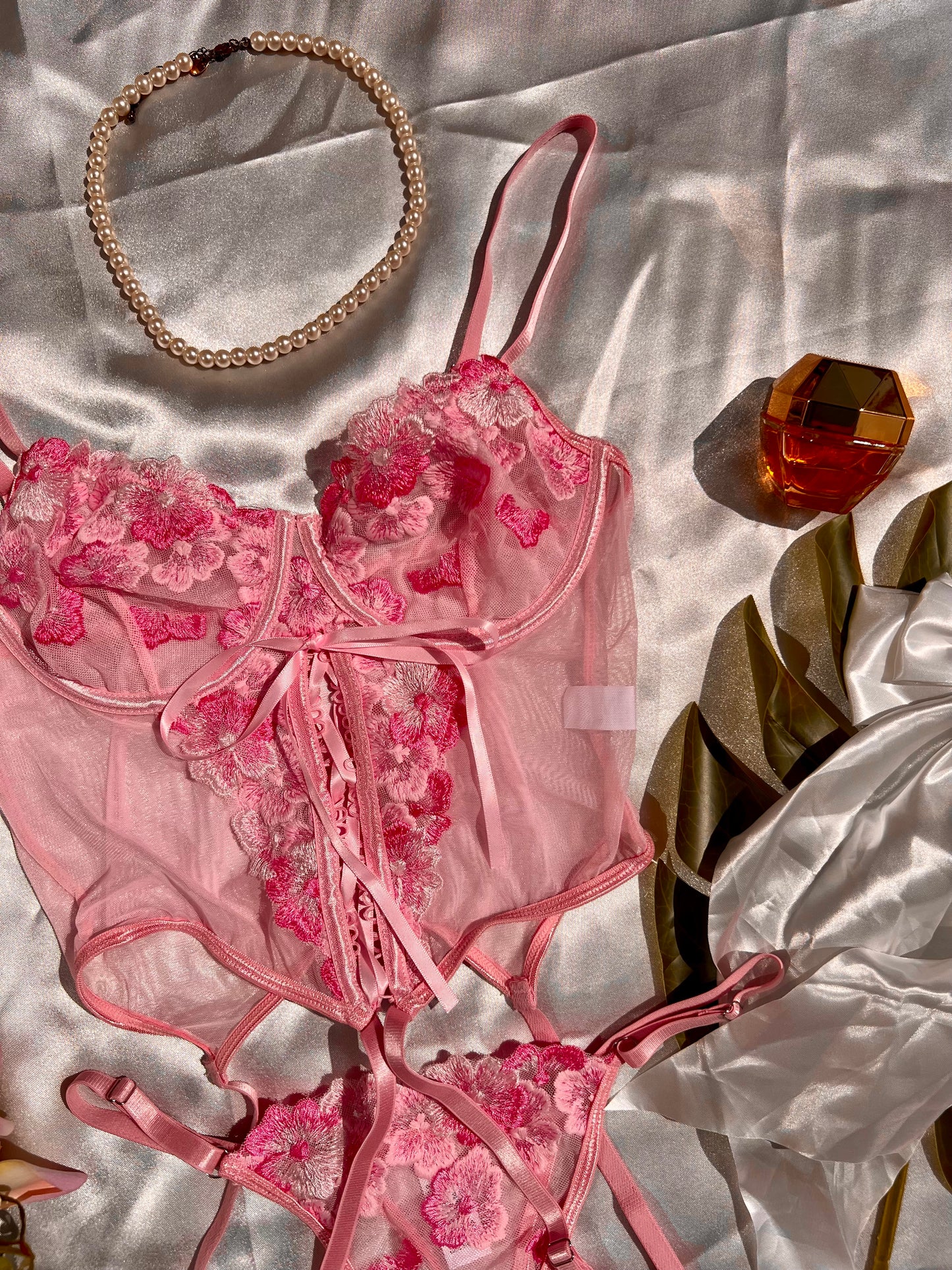 Sweetheart Floral Pink Lingerie Set