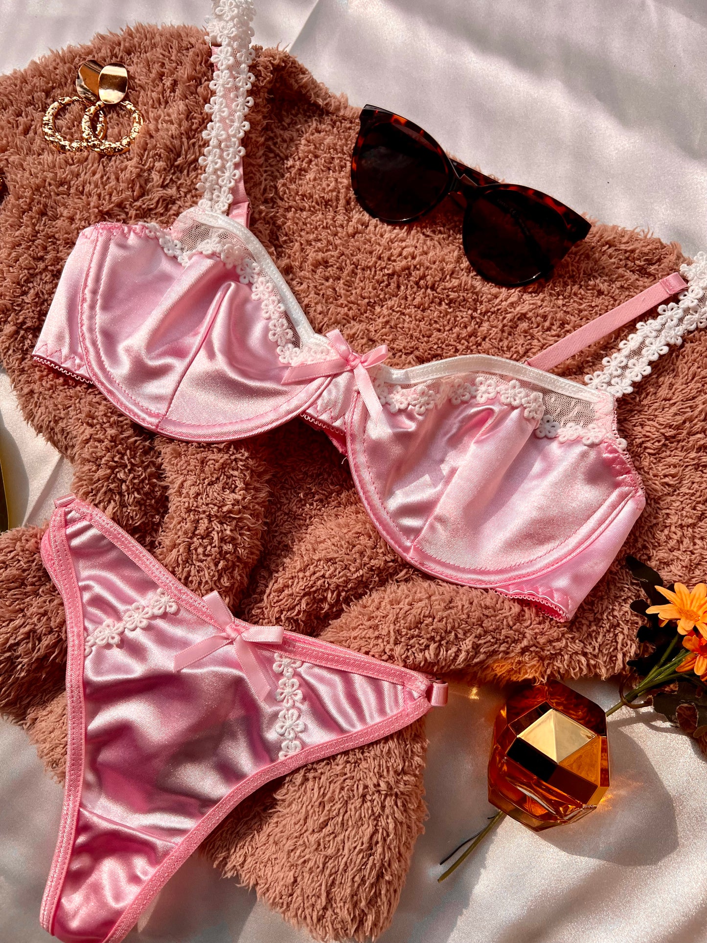 Sensual Satin Pink Lingerie Set