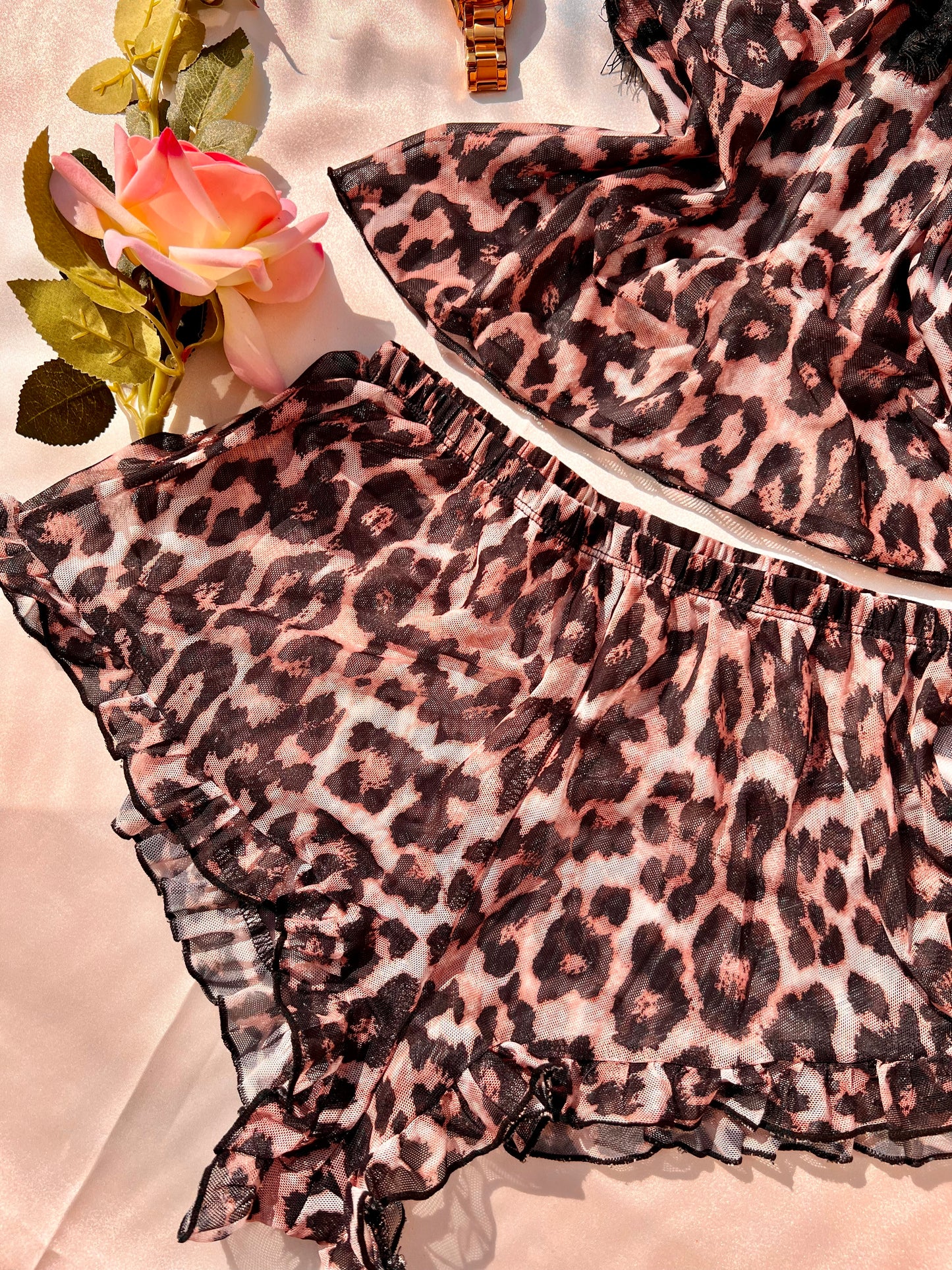 Cozy Sheer Leopard Print Sleepwear Set