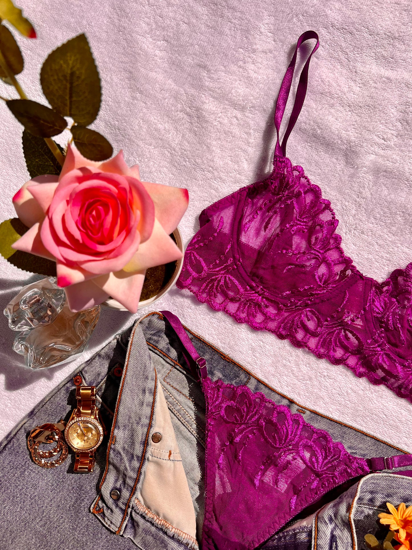 Pristine Detailed Purple Lingerie