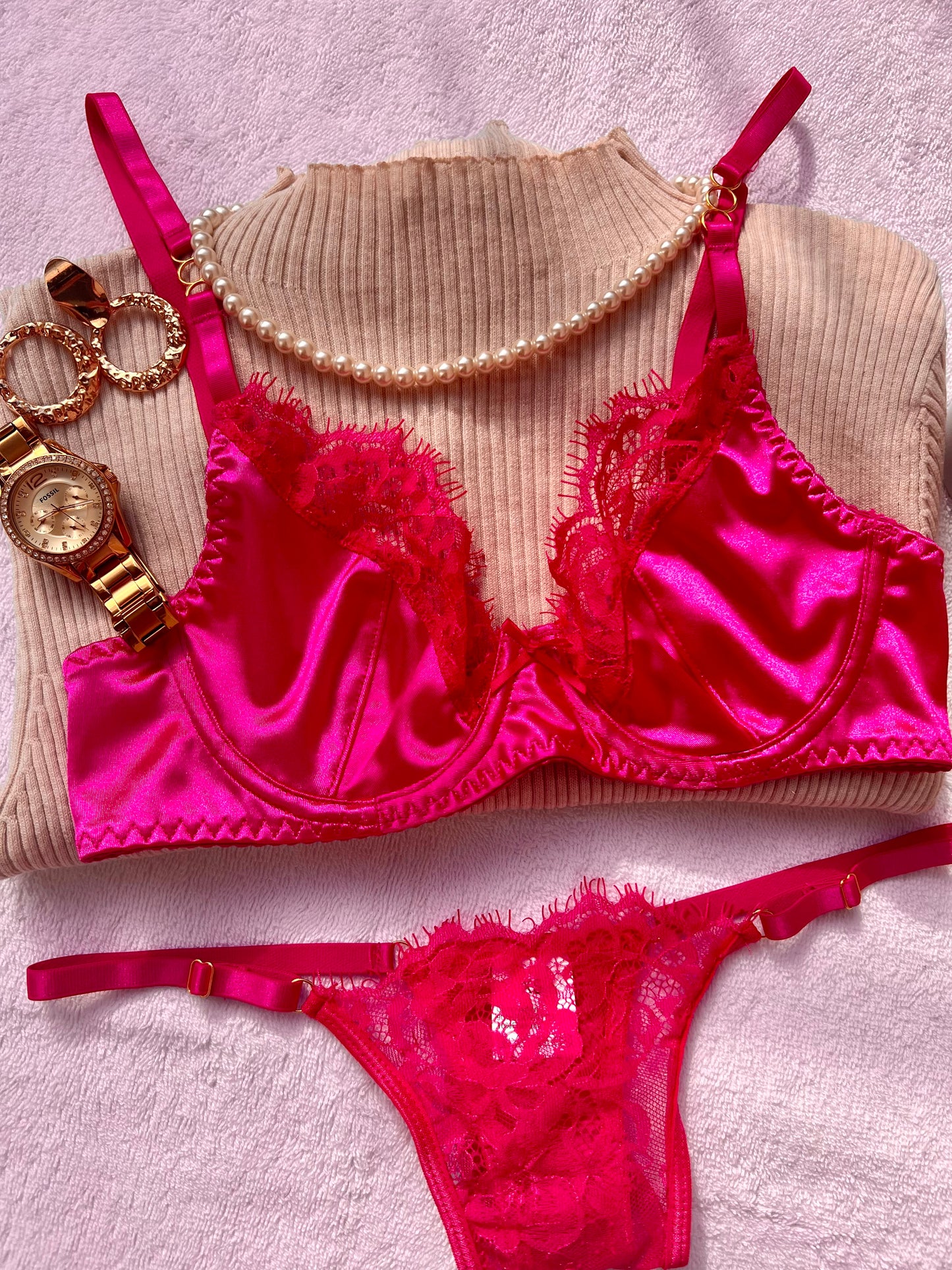 Soft Satin Hot Pink Lingerie