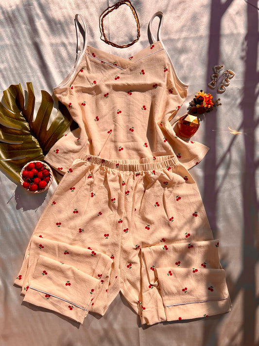 Comfy Cream and Red Cherry PJ Set