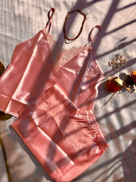 Soft Satin Pink PJ Set