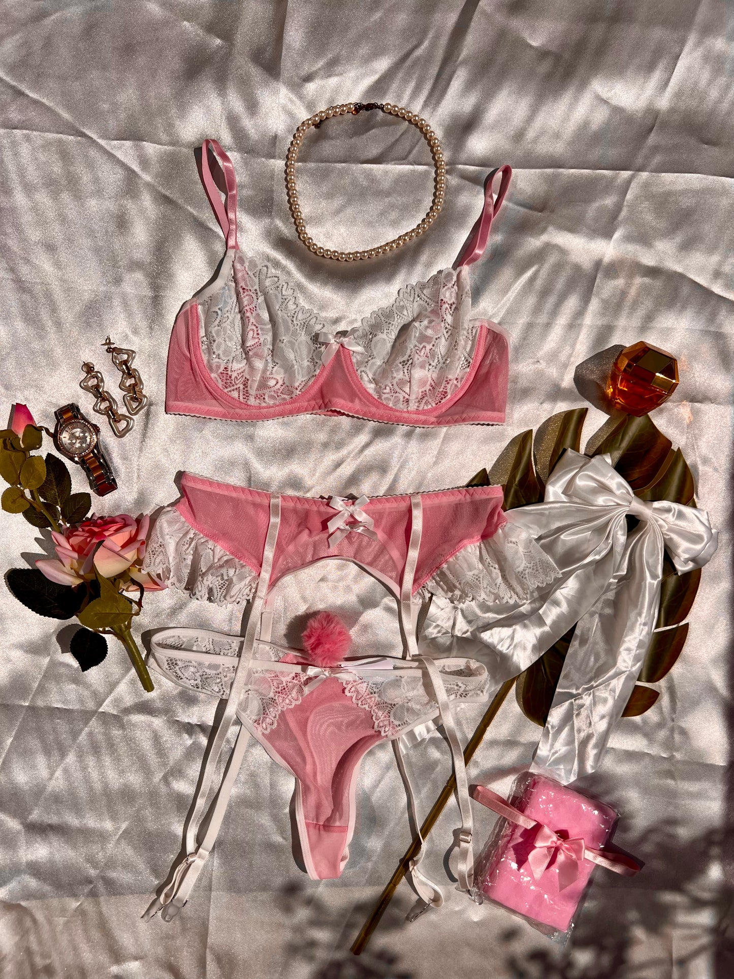 Bunny Babe White and Pink Lingerie Set