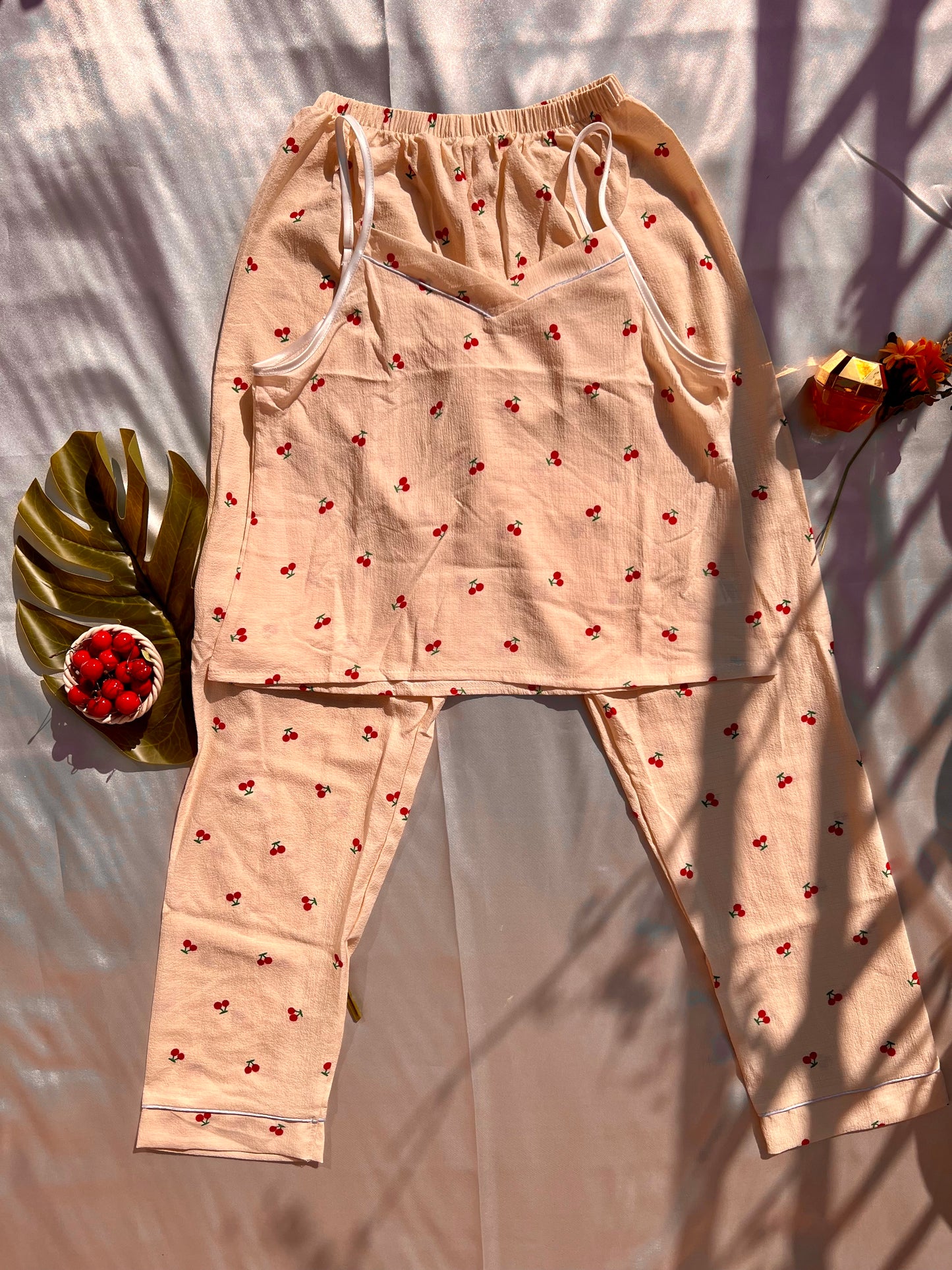 Comfy Cream and Red Cherry PJ Set