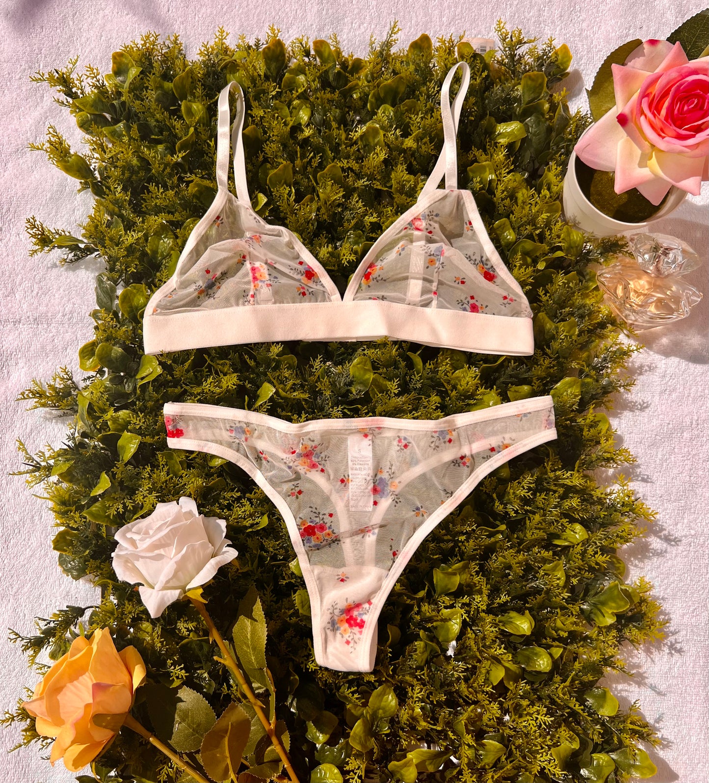 Sweet Sheer Floral White Lingerie