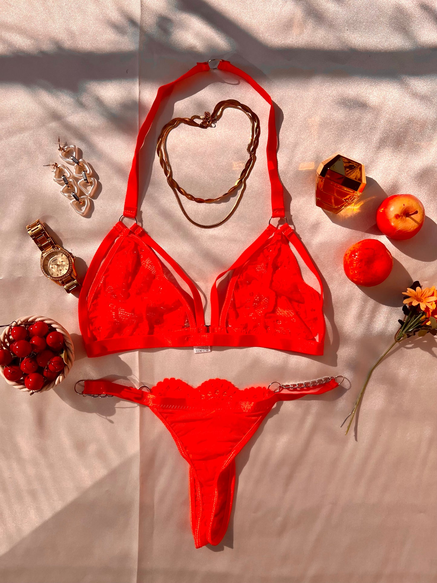 Bold and Bright Orange Lingerie Set