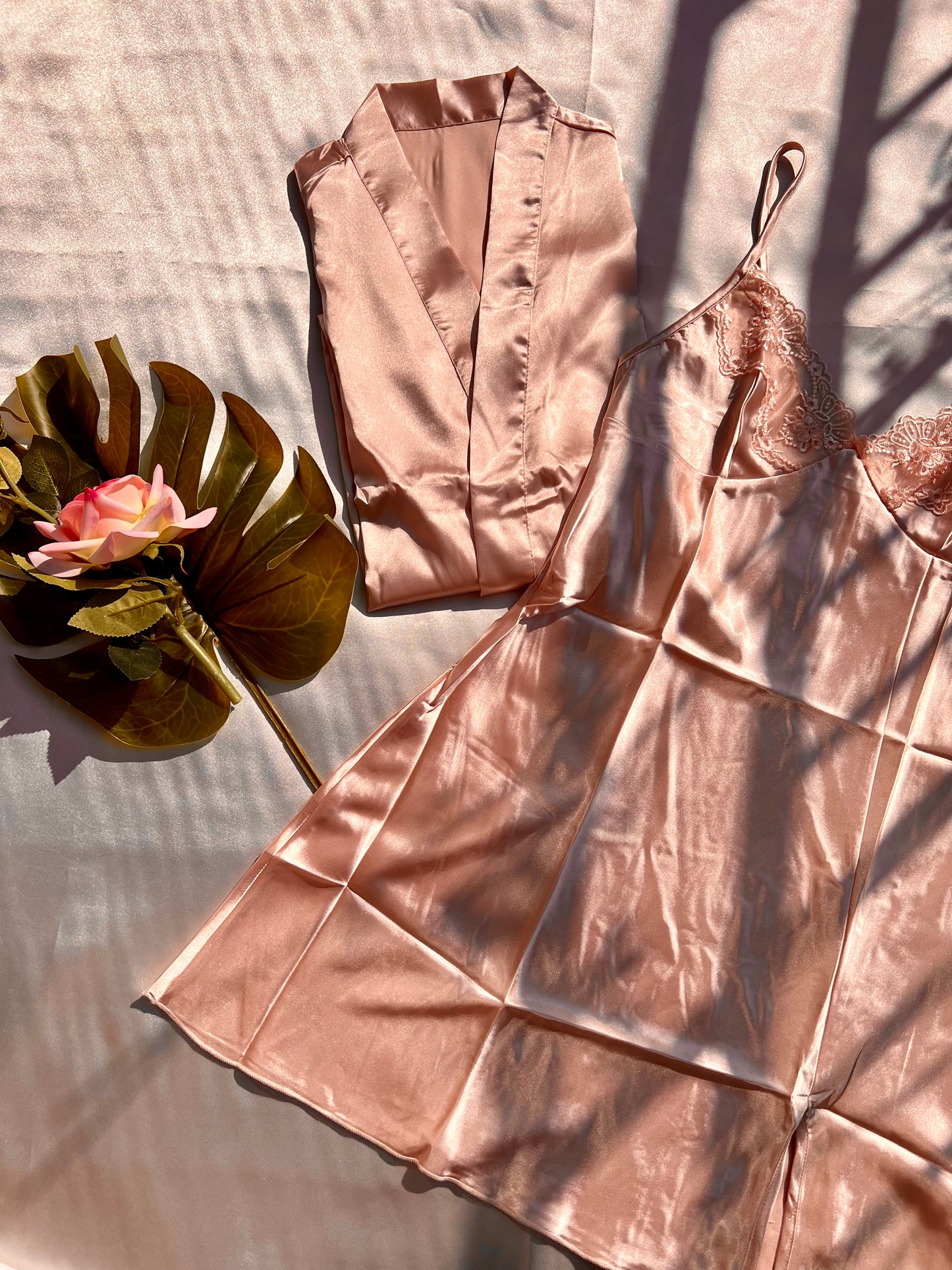 Sultry Satin Rose Gold PJ Set