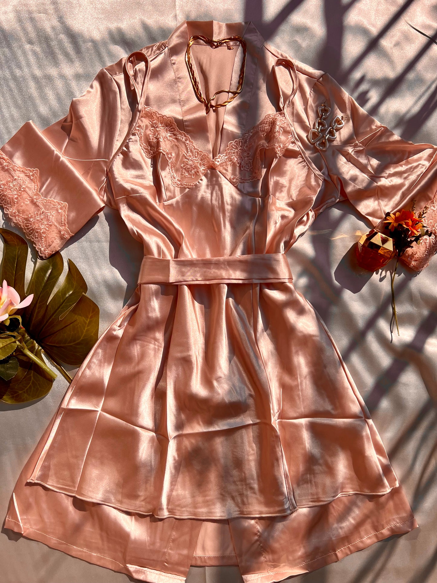 Sultry Satin Rose Gold PJ Set