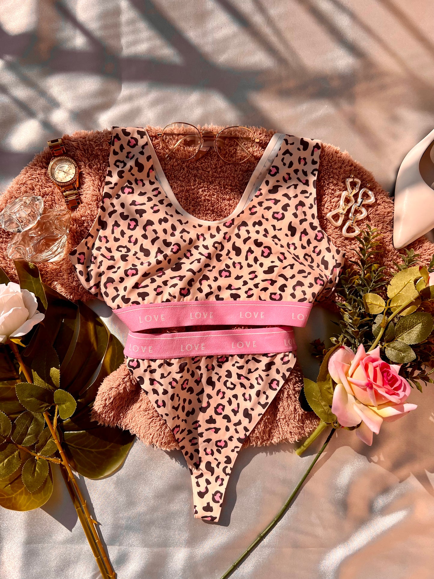 Comfy Leopard Pink Lingerie Set