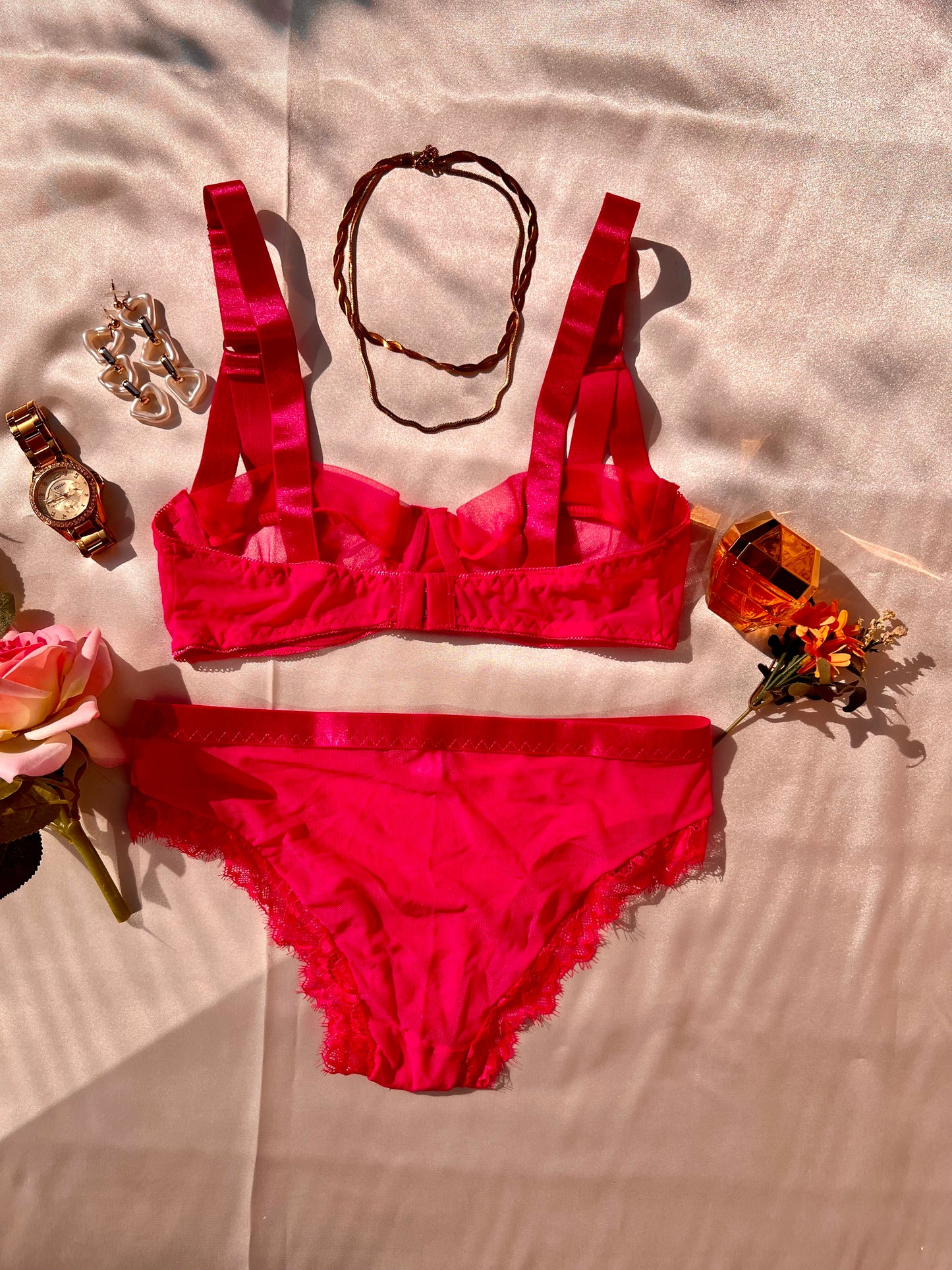 Stunning Sheer Hot Pink Lingerie Set