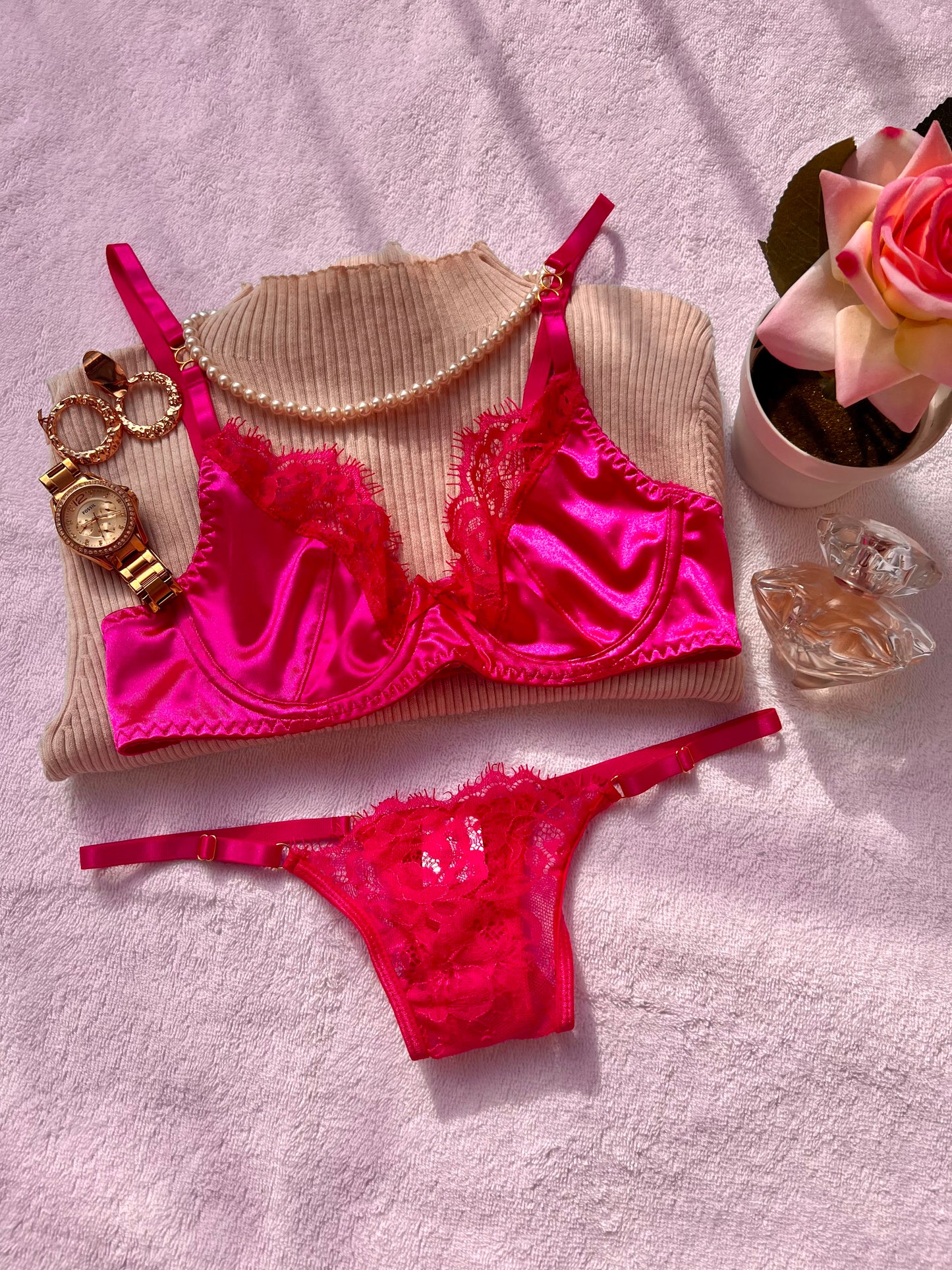 Soft Satin Hot Pink Lingerie