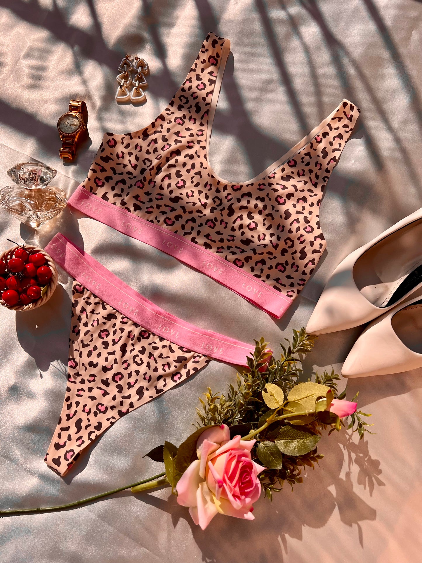 Comfy Leopard Pink Lingerie Set